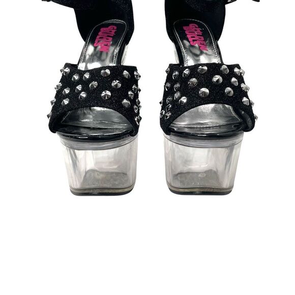 NEW Golden Bulls DETUX-02 studded clear heel‎ Platform heels Size 6 black - Picture 9 of 15